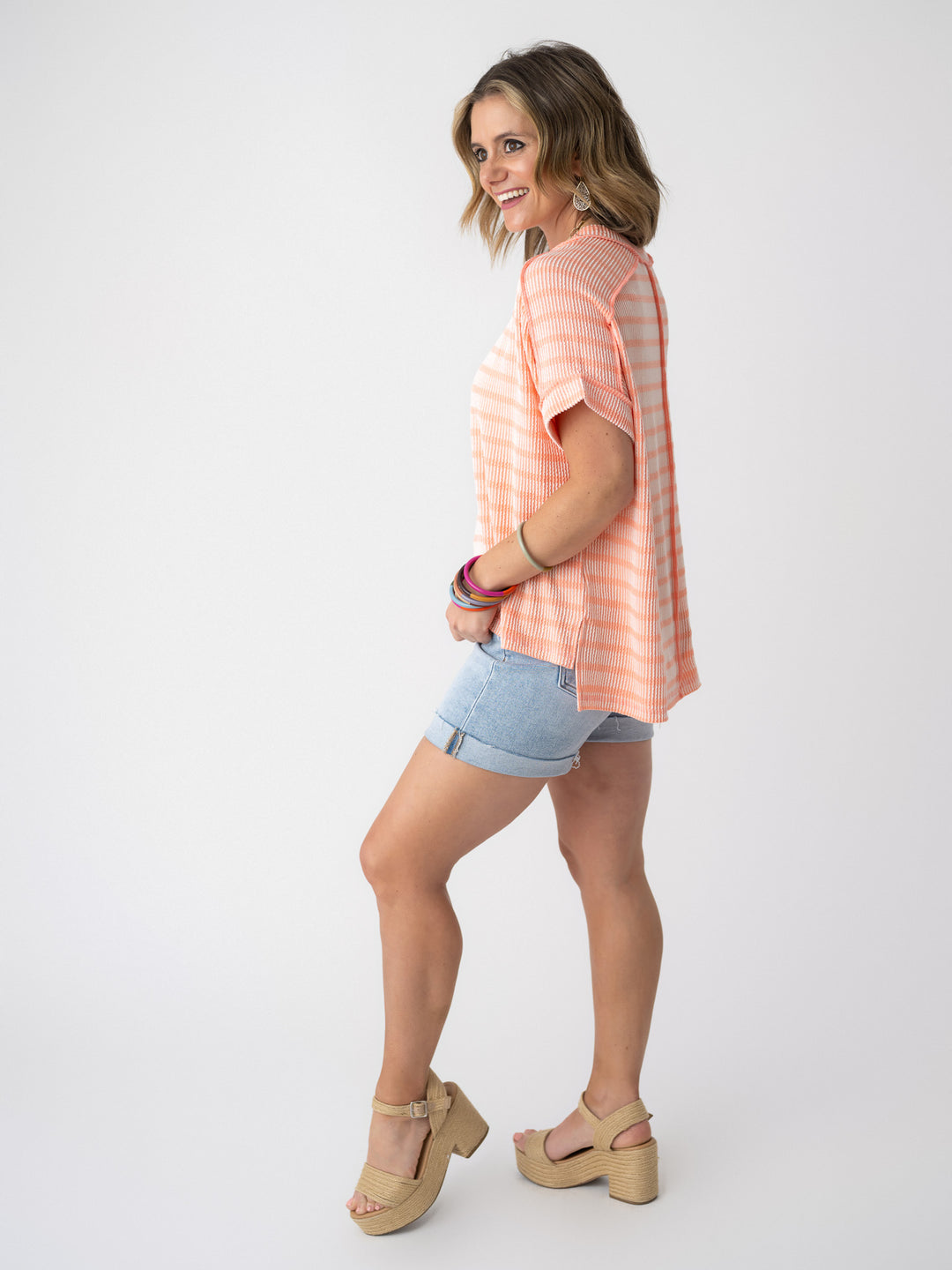 Daily Delight Striped Ribbed Tee
