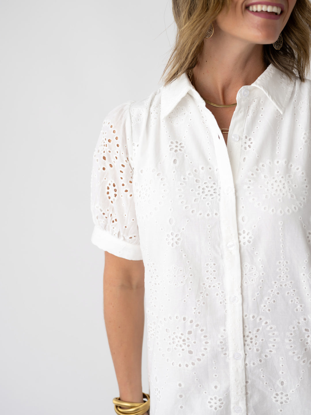 Breezy Eyelet Shirt Dress