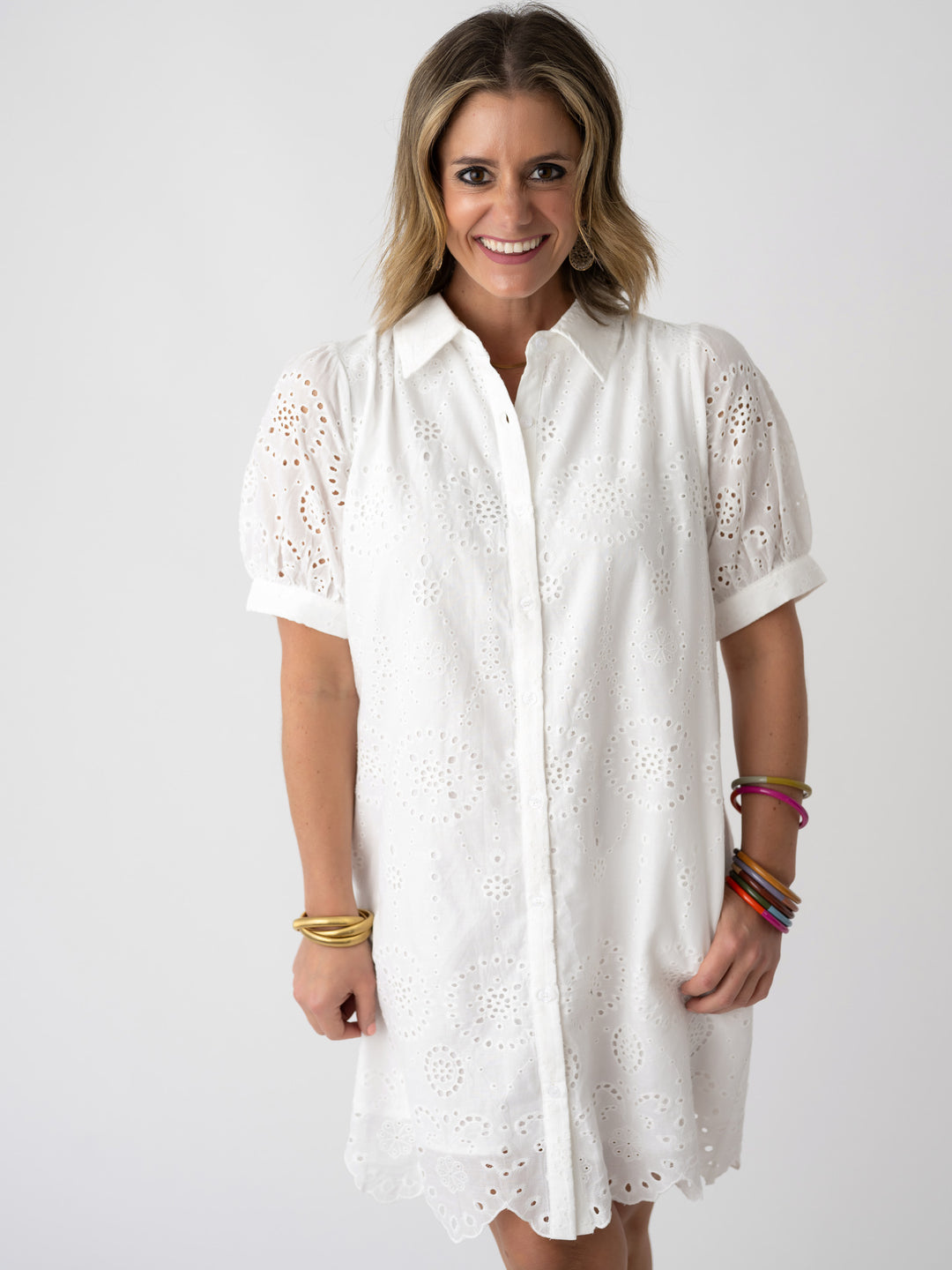 Breezy Eyelet Shirt Dress
