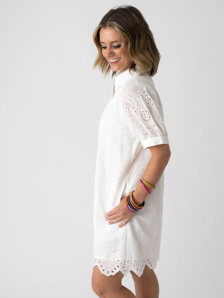 Breezy Eyelet Shirt Dress