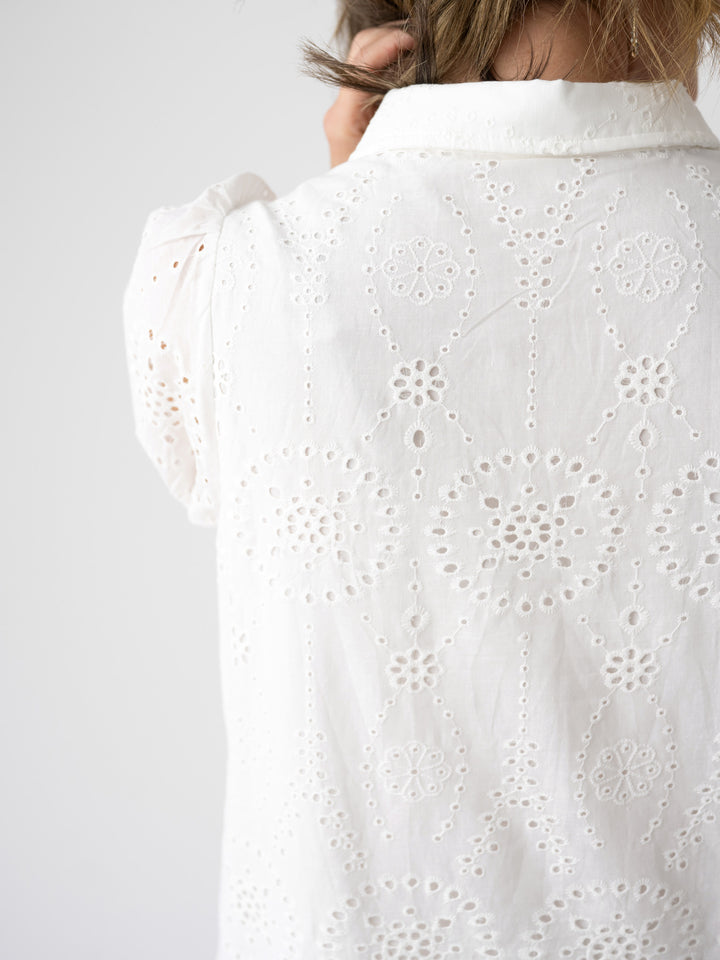 Breezy Eyelet Shirt Dress