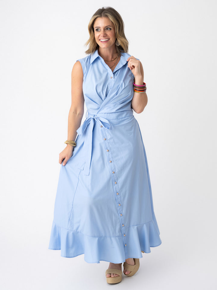 Bluebonnet Breeze Wrap Dress