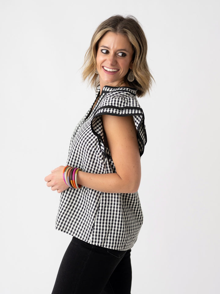 Flutter Flair Checked Top