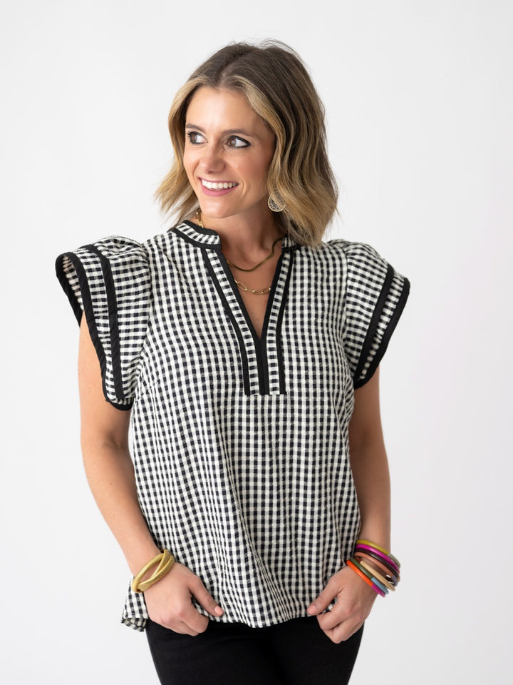 Flutter Flair Checked Top