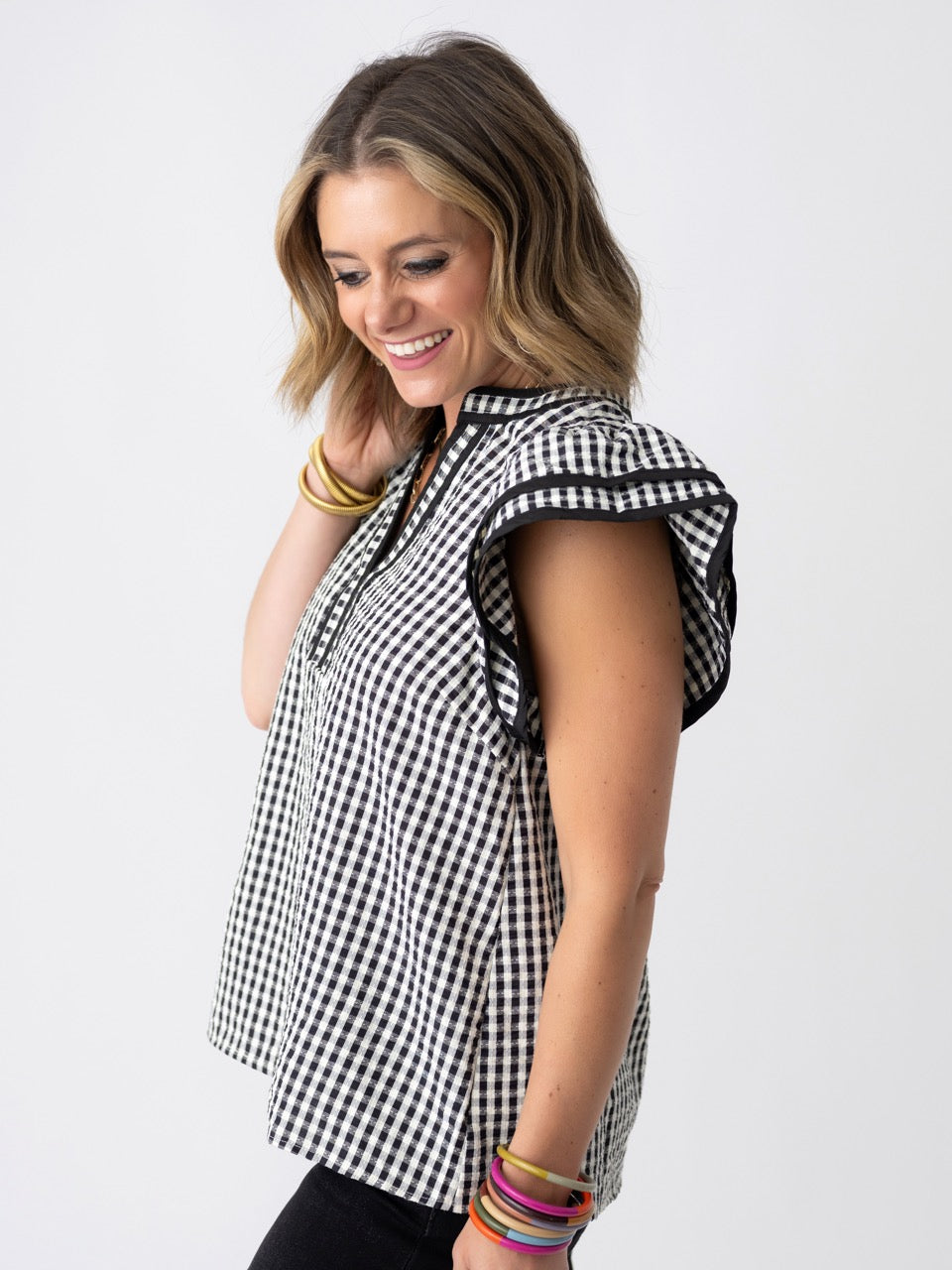 Flutter Flair Checked Top