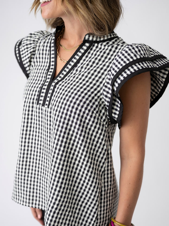 Flutter Flair Checked Top
