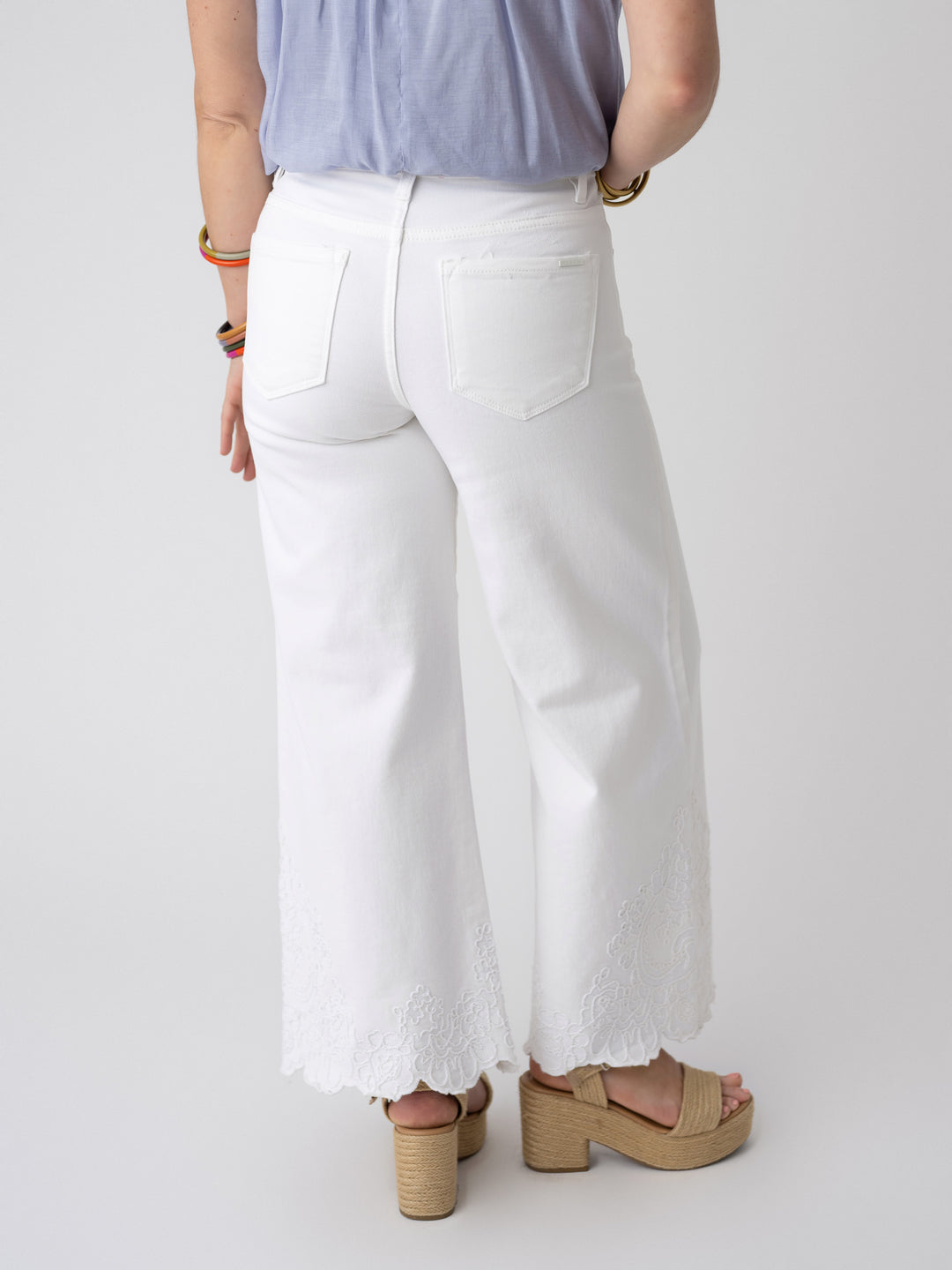 Risen TC High Rise Crop Wide Embroidered Detail