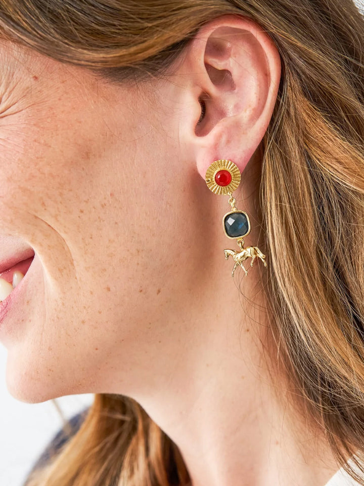 Calliope Horse Glass & Stone Earrings
