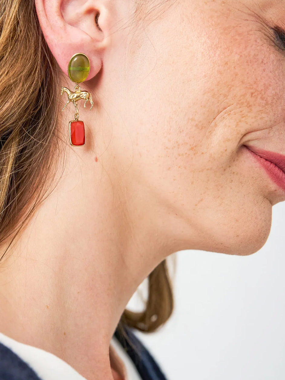 Calliope Horse Glass & Stone Earrings