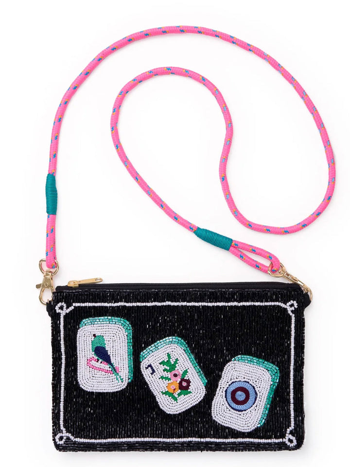 Leila Mahjong Beaded Clutch with Strap  