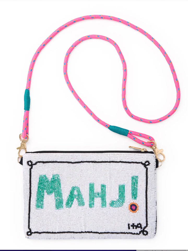 Leila Mahjong Beaded Clutch with Strap  