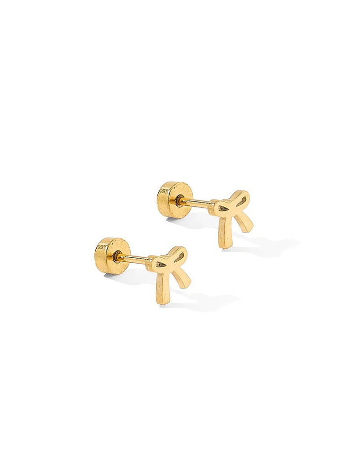 Ruby Bow Screwback Stud Earring
