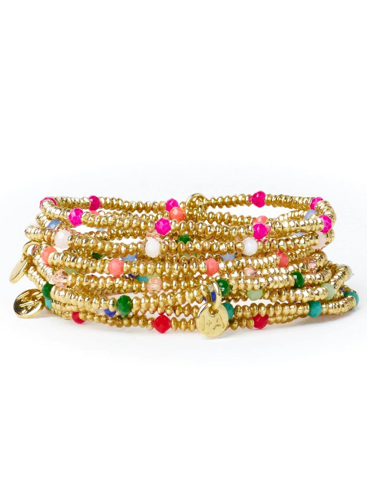 Ashley Brass & Crystal Stretch Bracelet