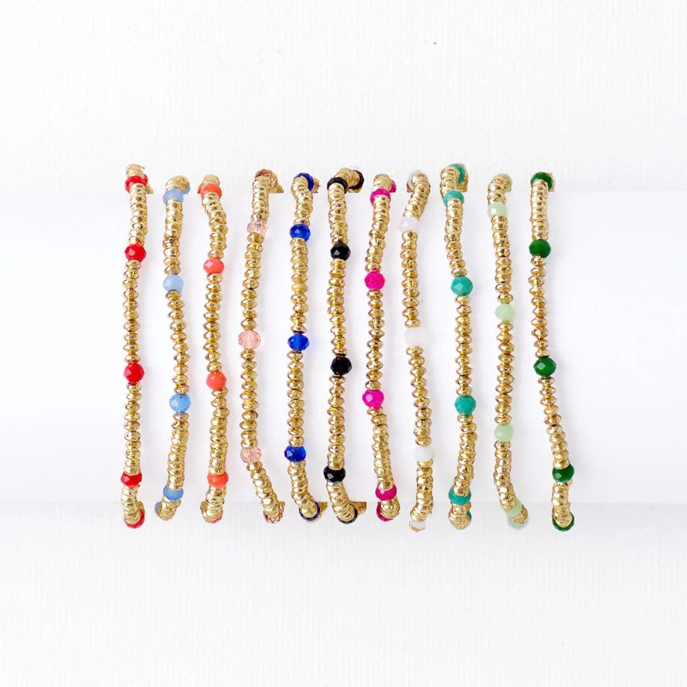 Ashley Brass & Crystal Stretch Bracelet