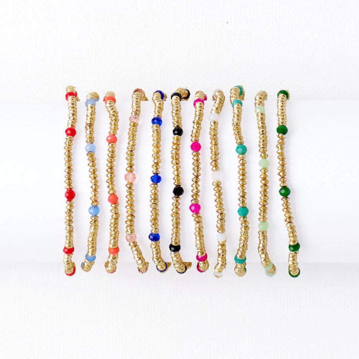 Ashley Brass & Crystal Stretch Bracelet