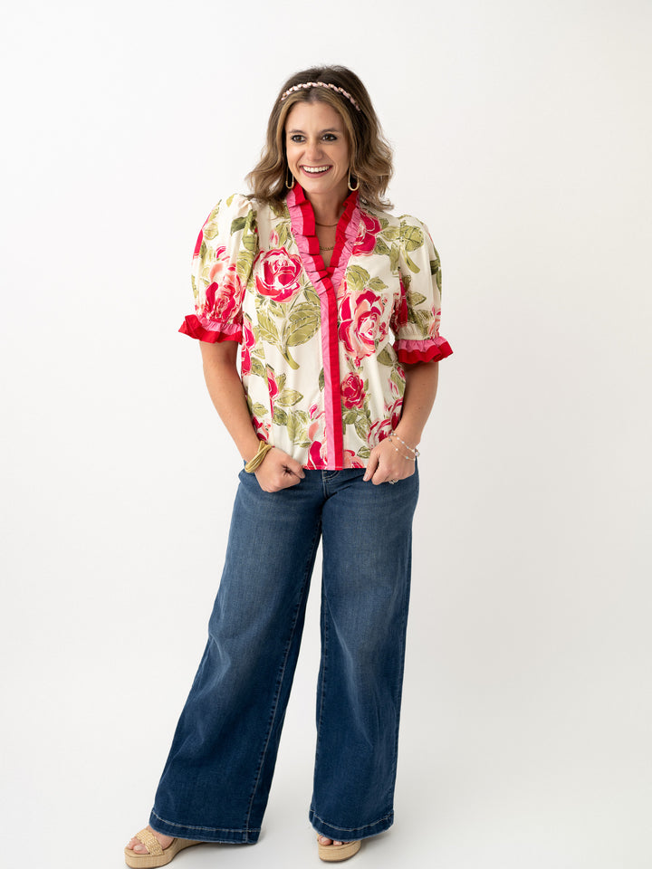 Petal Prep V Neck Blouse