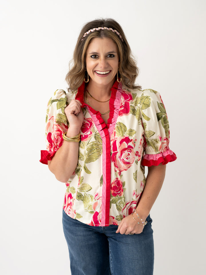 Petal Prep V Neck Blouse