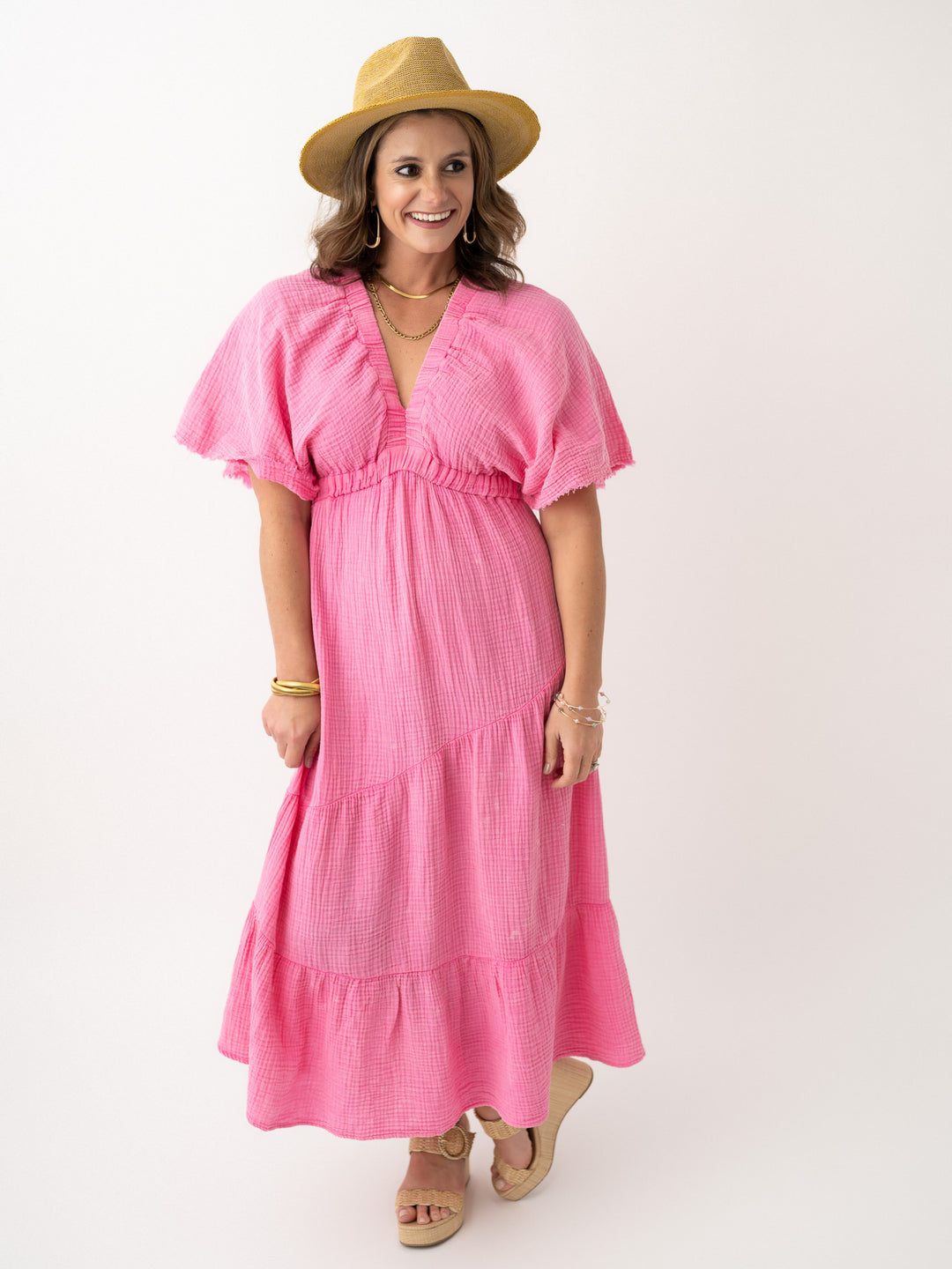 Gracie Gauze Smocked Midi Dress