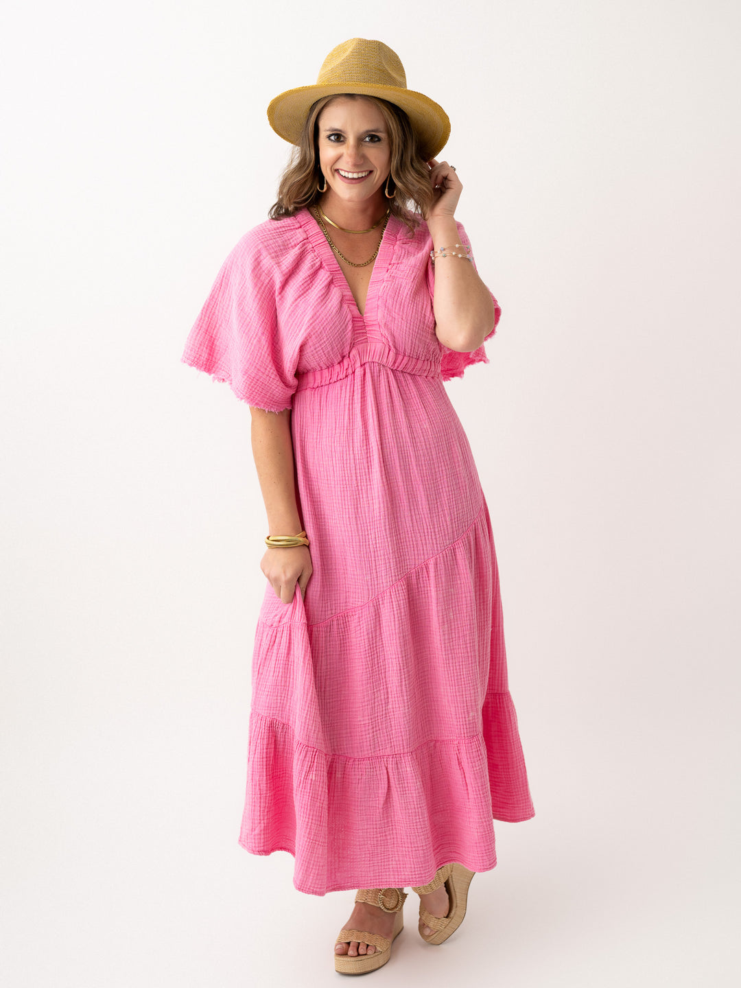 Gracie Gauze Smocked Midi Dress