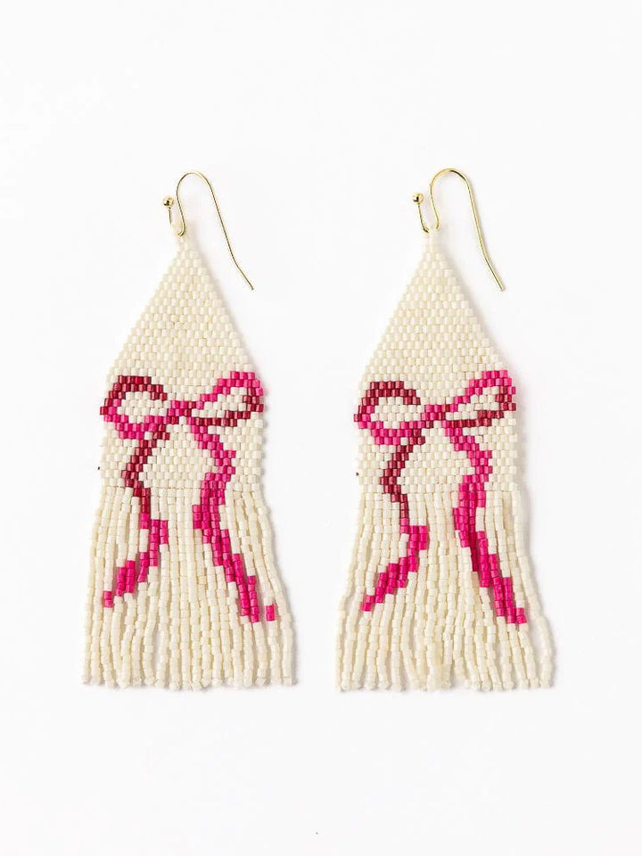 Delilah Bow Beaded Fringe Earrings