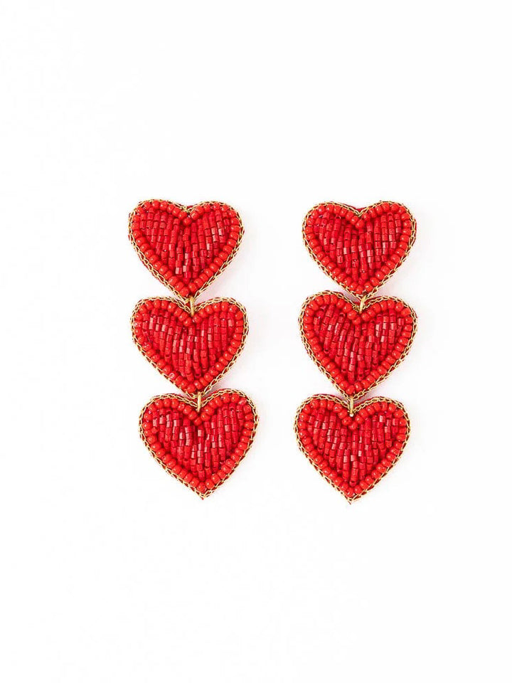 Haddie 3 Heart Drop Earrings