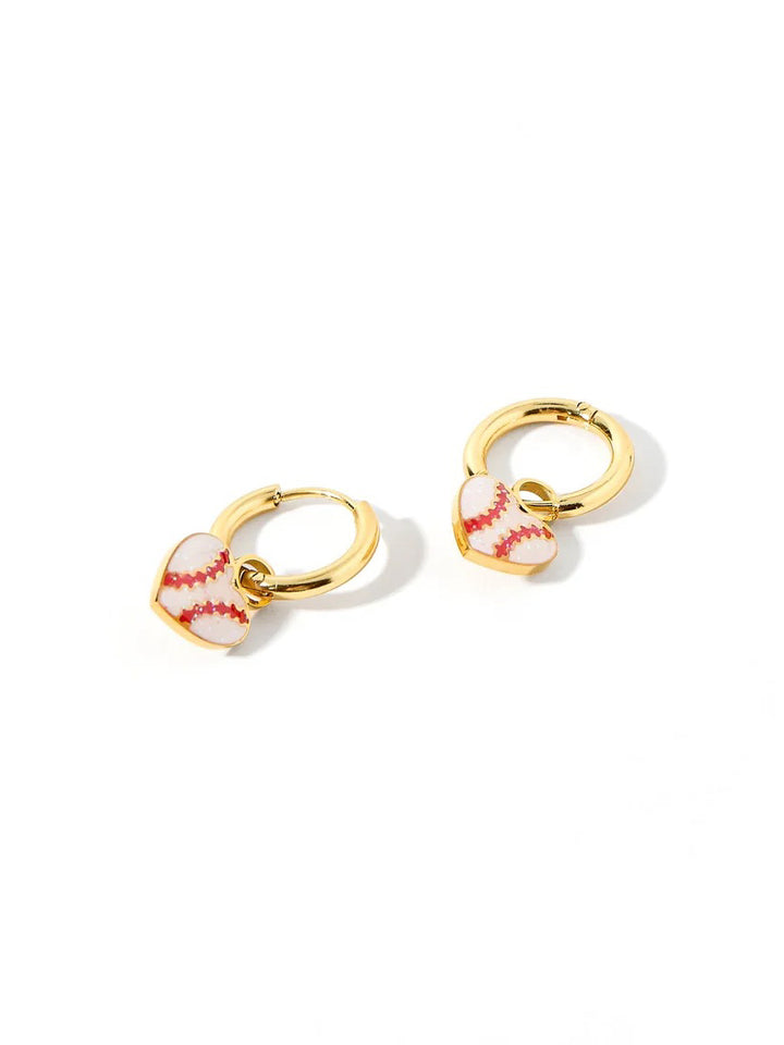 Huggie Charm Baseball Earrings