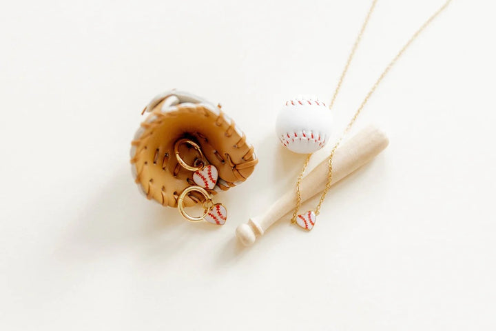 Huggie Charm Baseball Earrings