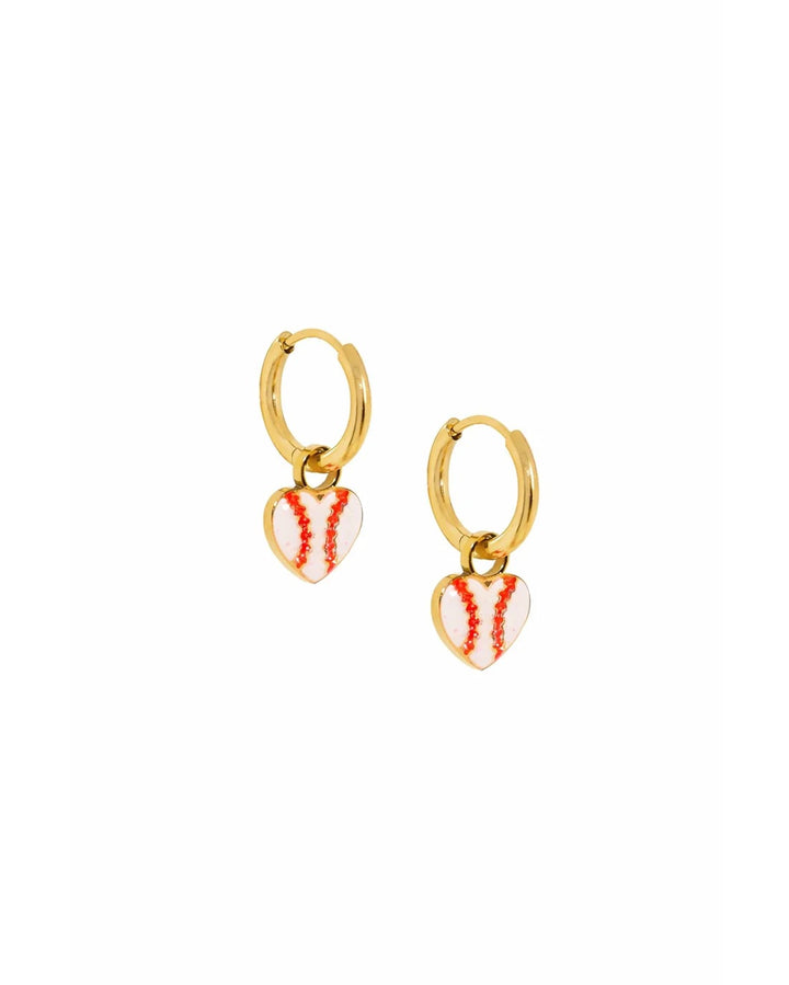 Huggie Charm Baseball Earrings