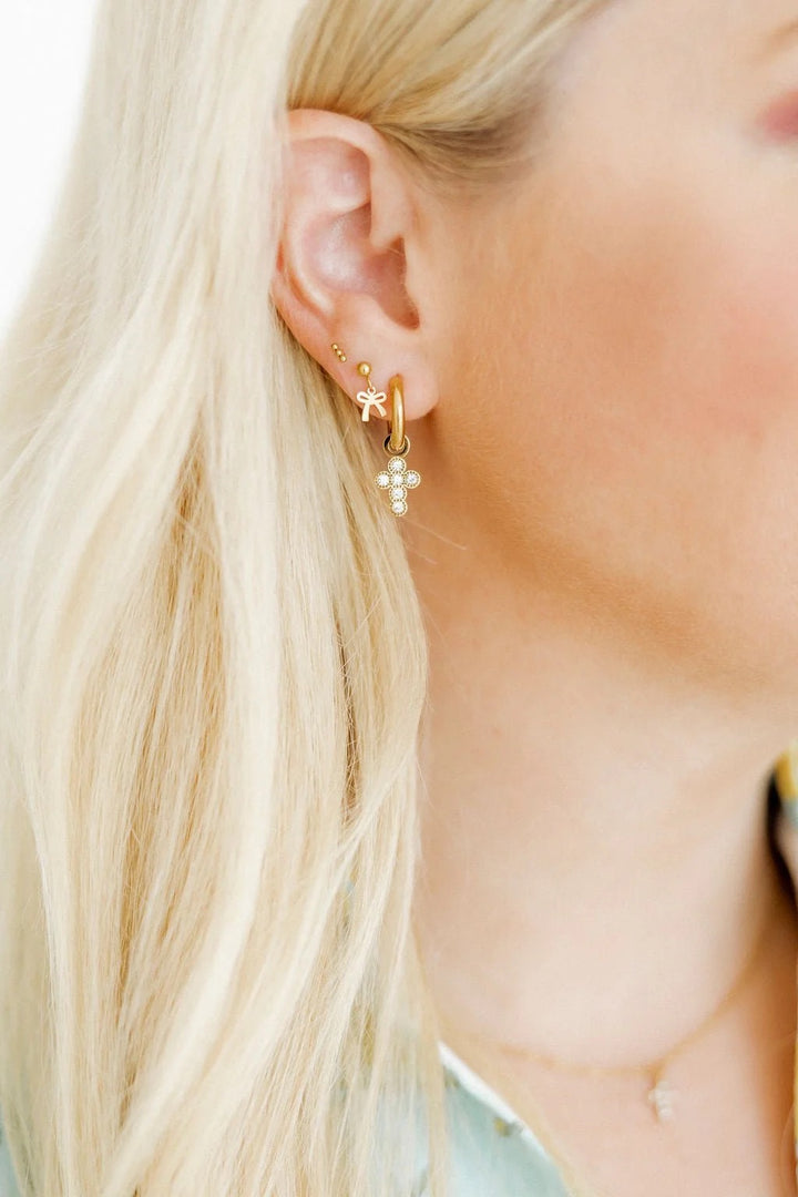 Huggie Charm Cross Earrings Esther