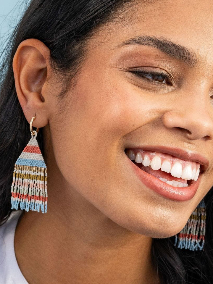 James Hoop Horizontal Stripes Beaded Earring