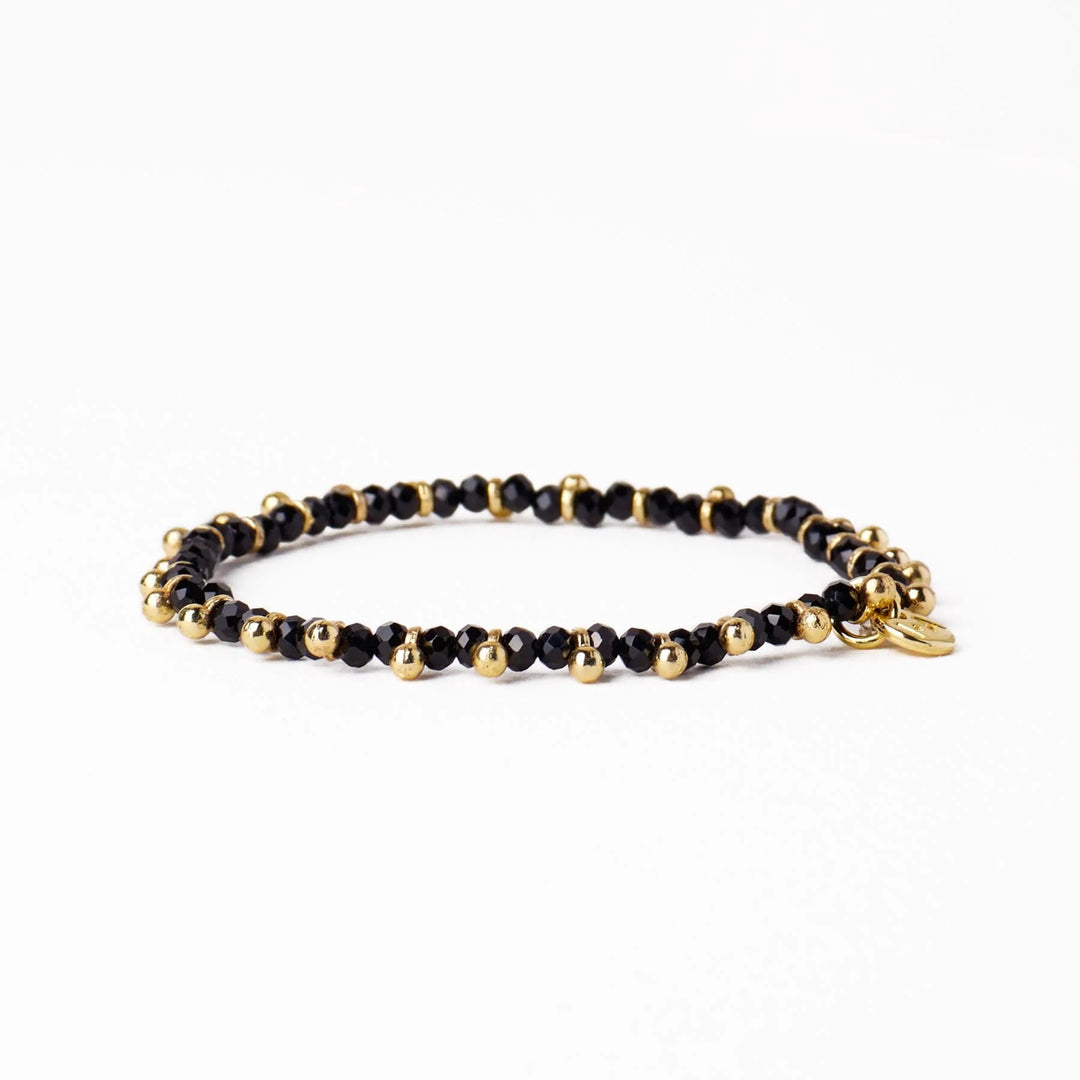 Kami Crystal Brass Charm Stretch Bracelet