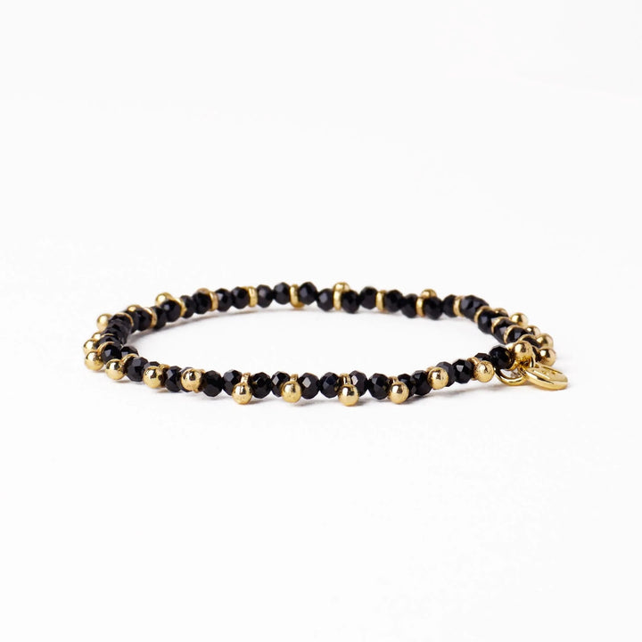 Kami Crystal Brass Charm Stretch Bracelet
