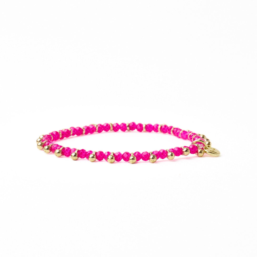 Kami Crystal Brass Charm Stretch Bracelet