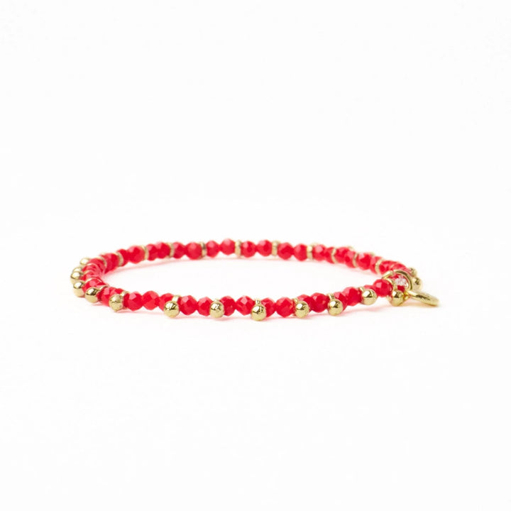 Kami Crystal Brass Charm Stretch Bracelet