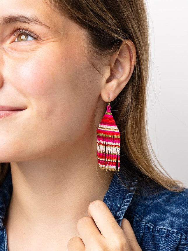 Lexie Stripes Multicolor Petite Fringe Earring Ink + Alloy