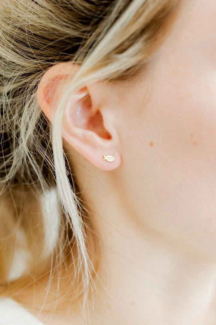 Ichthys Fish Screwback Stud Earring