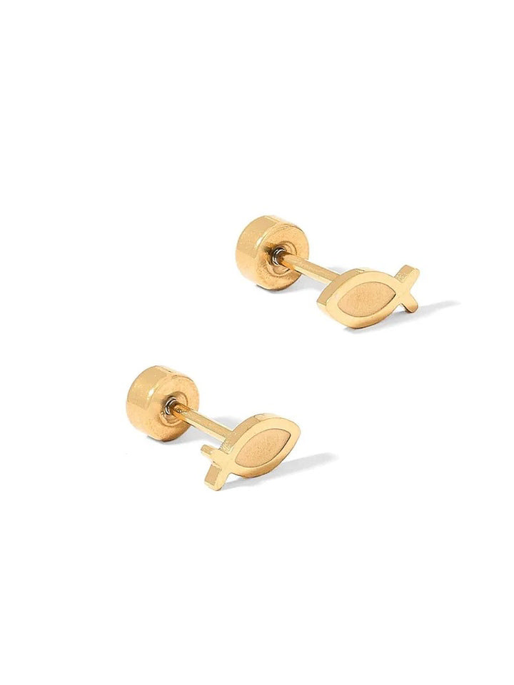 Ichthys Fish Screwback Stud Earring
