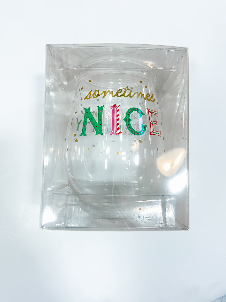 Holiday Stemless Wine Glass