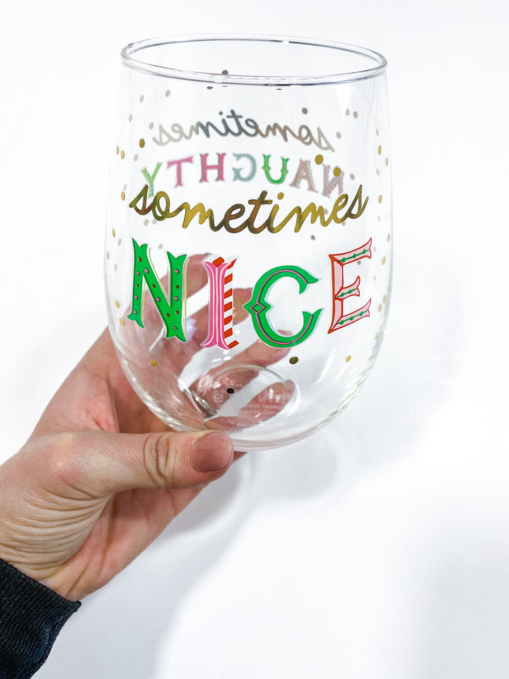 Holiday Stemless Wine Glass